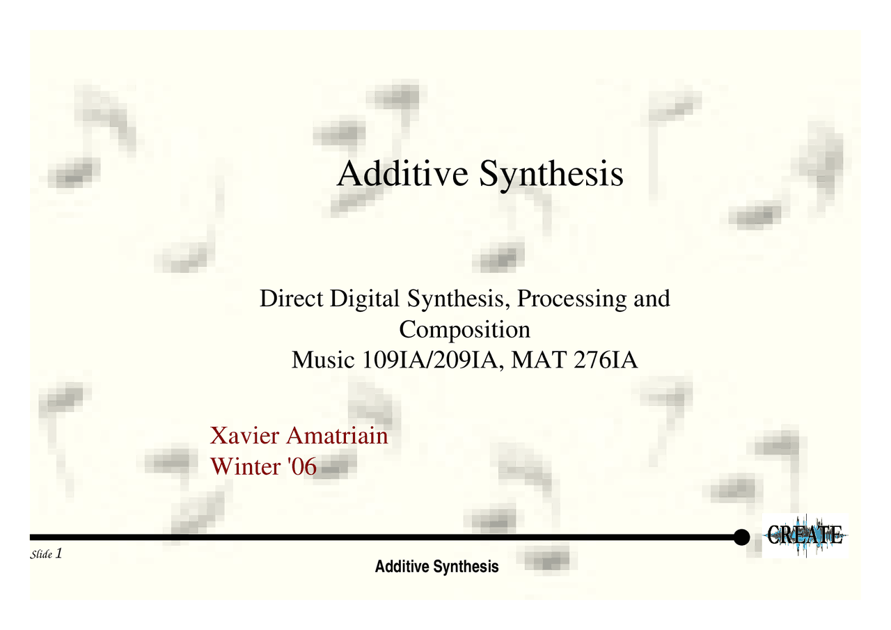 Introduction to Addictive Synthesis in Economics Lecture Slides ECON 109 Docsity