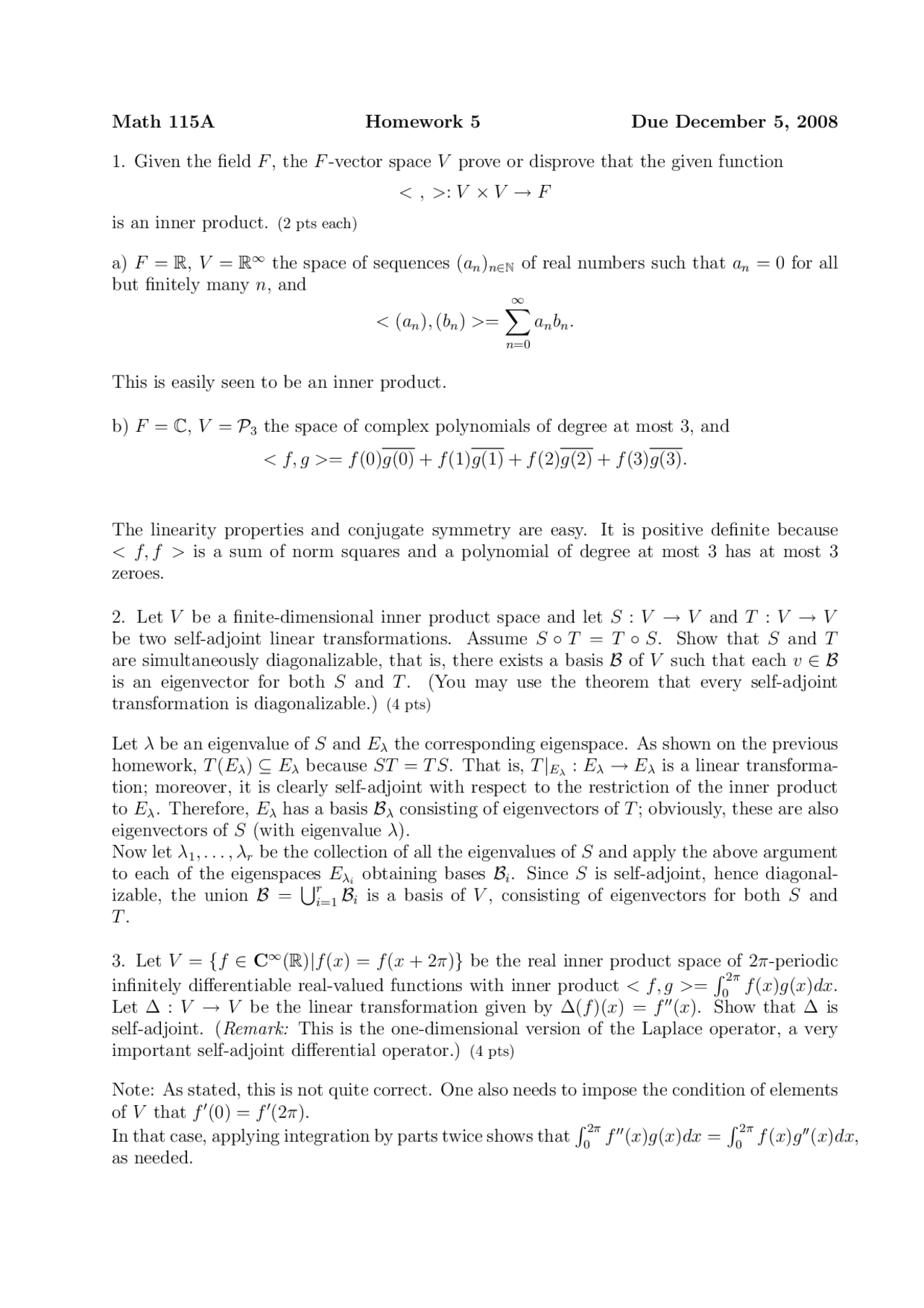 Notes for Homework 5 | Linear Algebra | MATH 115A | Assignments Linear ...