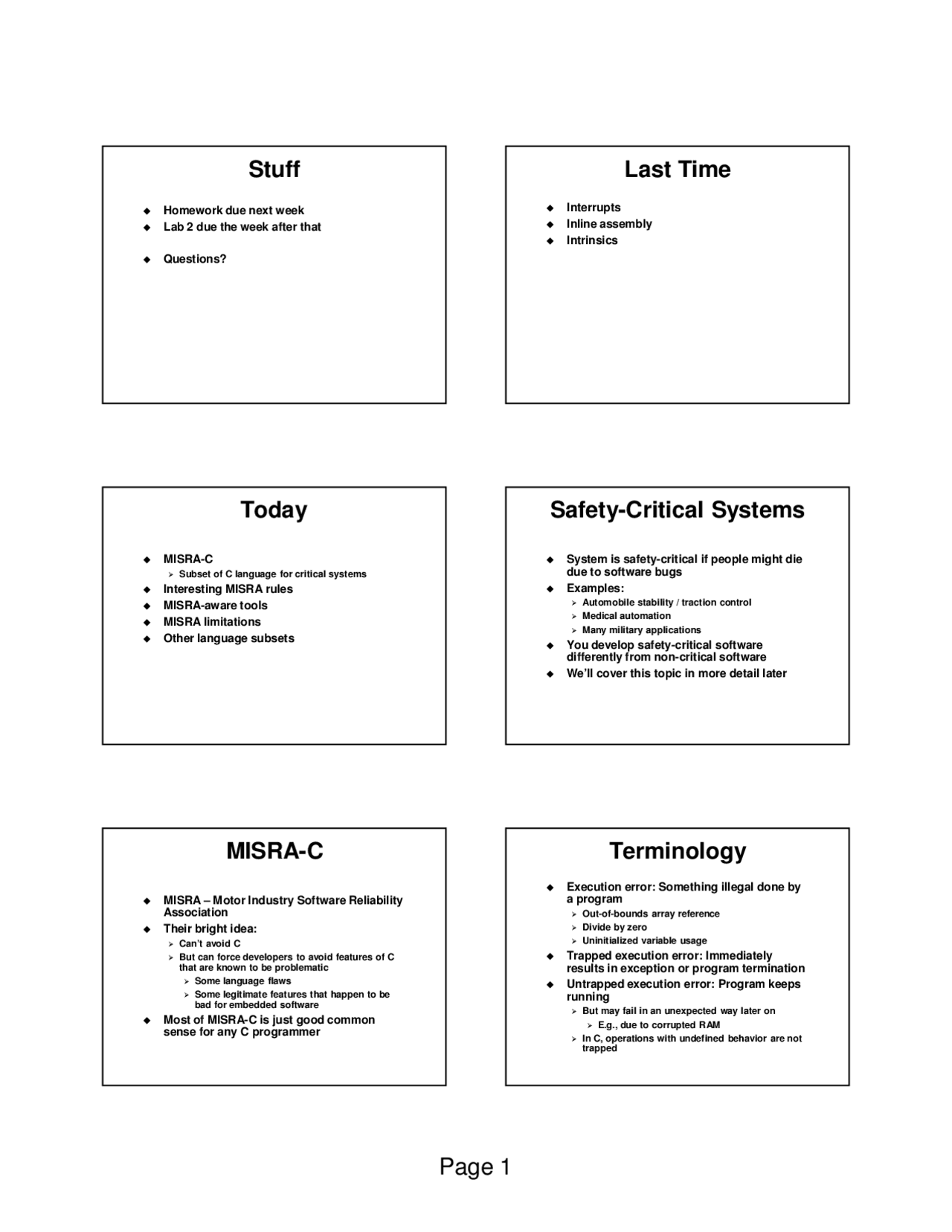 MISRA-C, Interesting MISRA Rules, MISRA Limitations | CS 5785 - Docsity