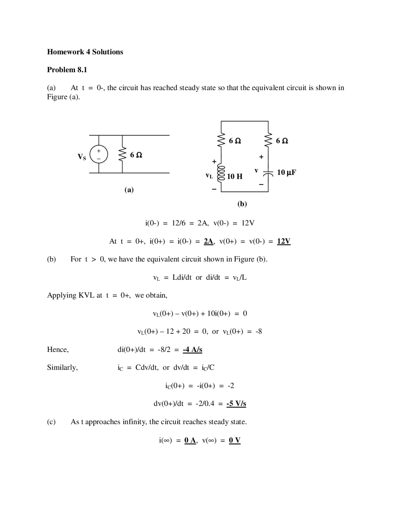 Electrical Fundamentals III - Homework 4 with Solution Key | ENGR 203 ...