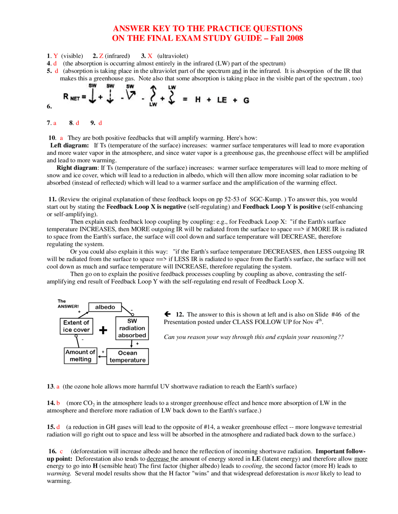 Final Exam Study Guide with Answer Key - The Earth and Its Environments ...