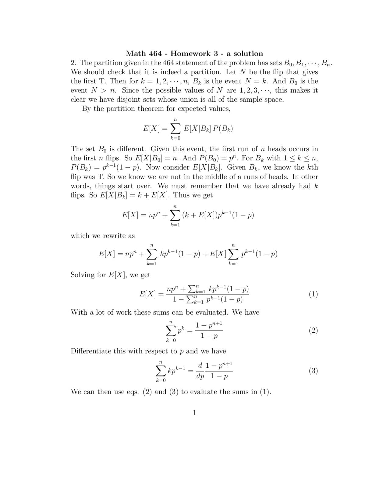 Homework Questions with Solutions - Theory of Probability | MATH 464 ...