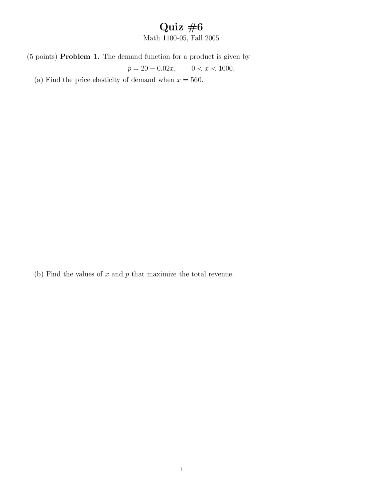 Practice Quiz 6 - Quantitative Analysis | MATH 1100 - Docsity