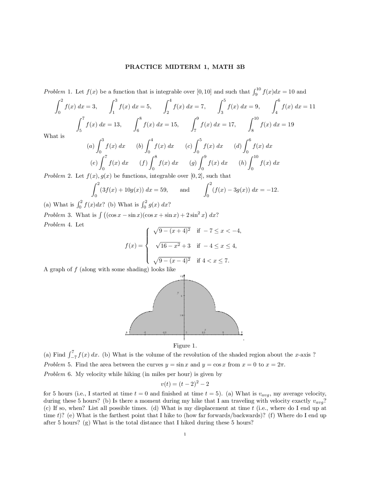 Midterm 1 - 6 Problems on Calculus for Life Sciences Students | MATH 3B ...
