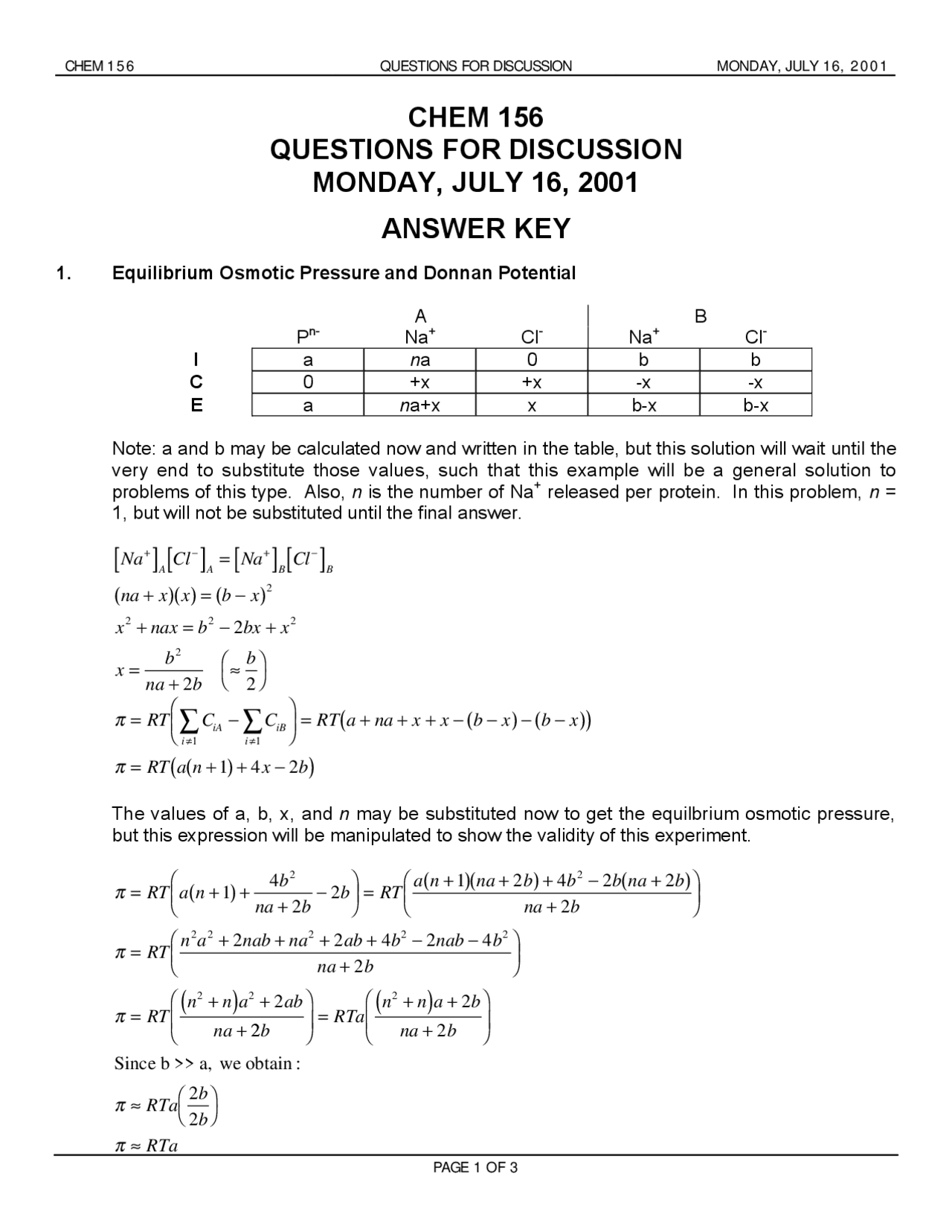 2 Questions with Answers on Physical Biochemistry - Final Examination ...