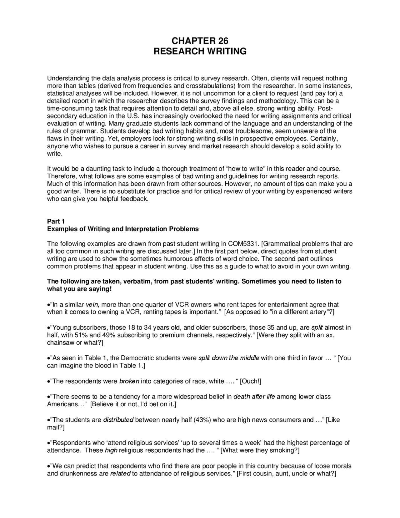 Researcher Writing Notes Research Writing - Lecture Notes | COM 5331 - Docsity