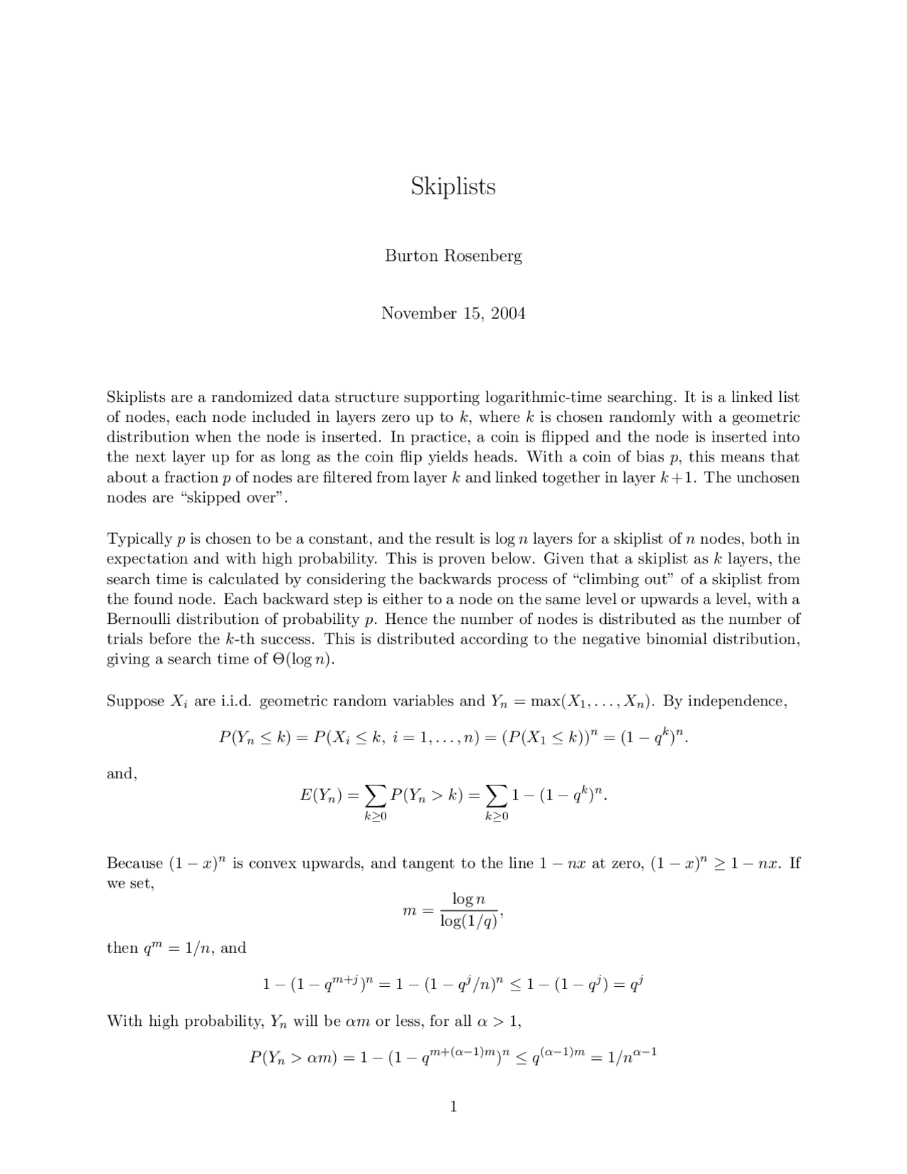 Notes on Skip Lists - Algorithms and Data Structures Analysis | CSC 517 ...