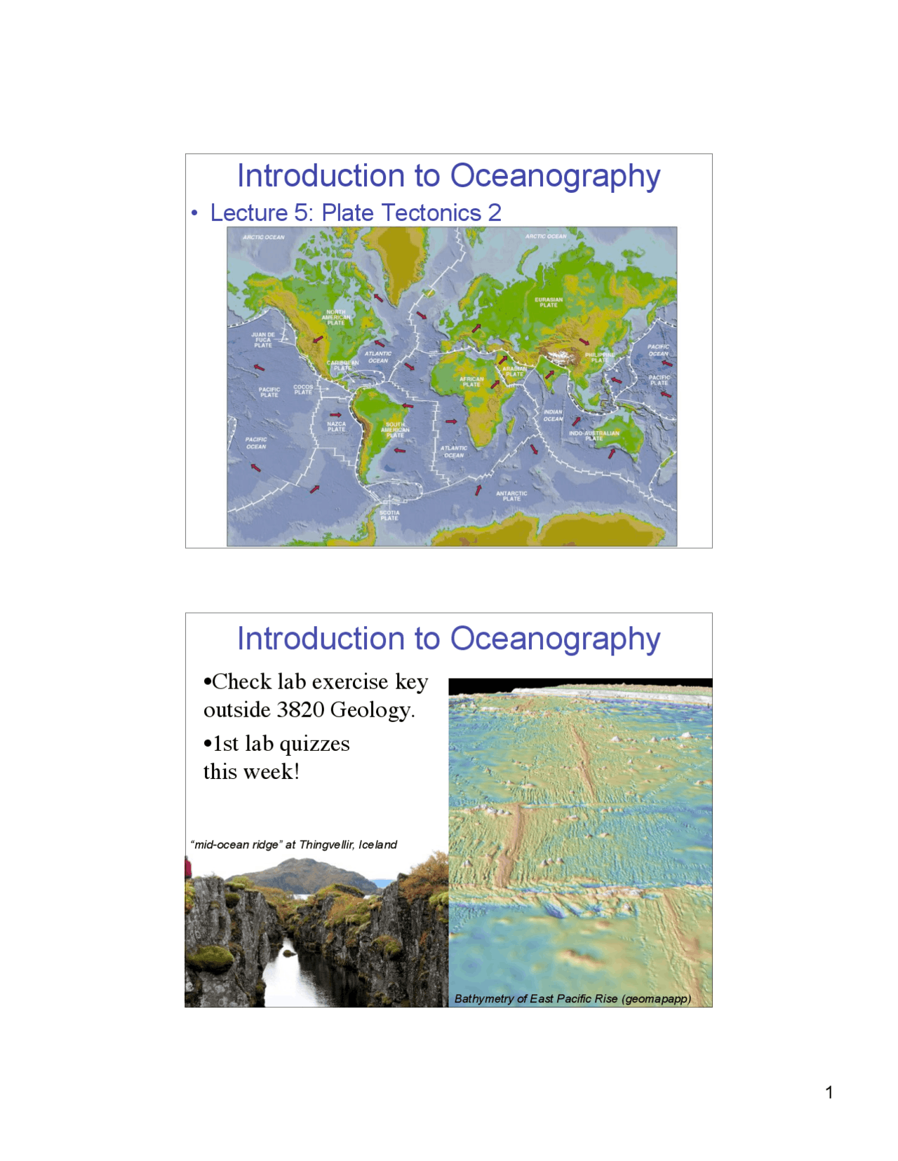 Slides on Plate Tectonics - Introduction to Oceanography | E&S SCI 15 ...