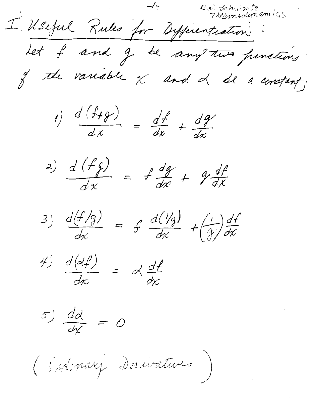 Rule for Differentiation - Physical Chemistry - Handout | CHEM 110A ...