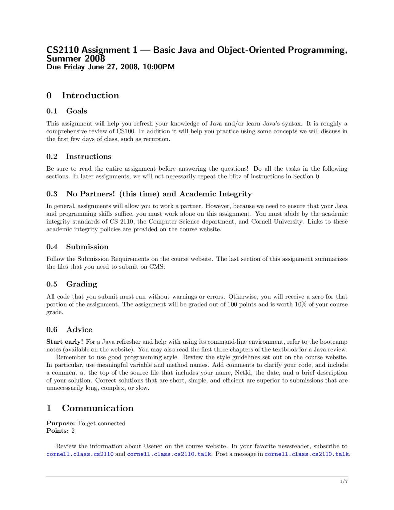 Assignment 1 - Basic Java and Object-Oriented Programming | CS 2110 ...