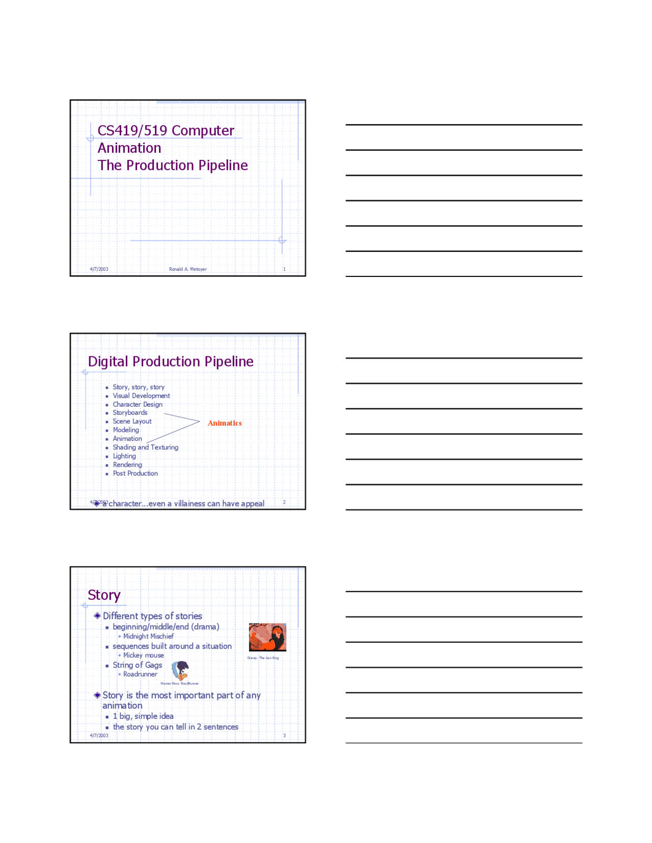 Cs 419 Notes The Production Pipeline - Lecture Slides | CS 419 - Docsity