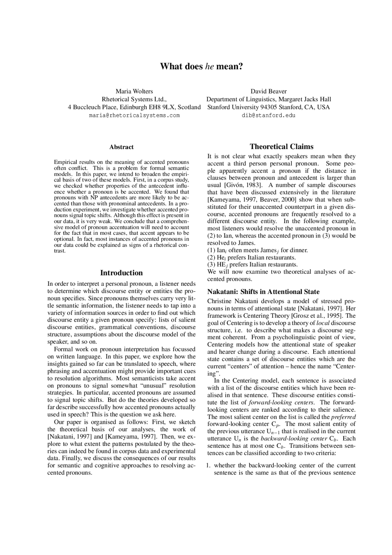 What Does he Mean, Theoretical Claims - Paper | N 1 | Papers Health ...