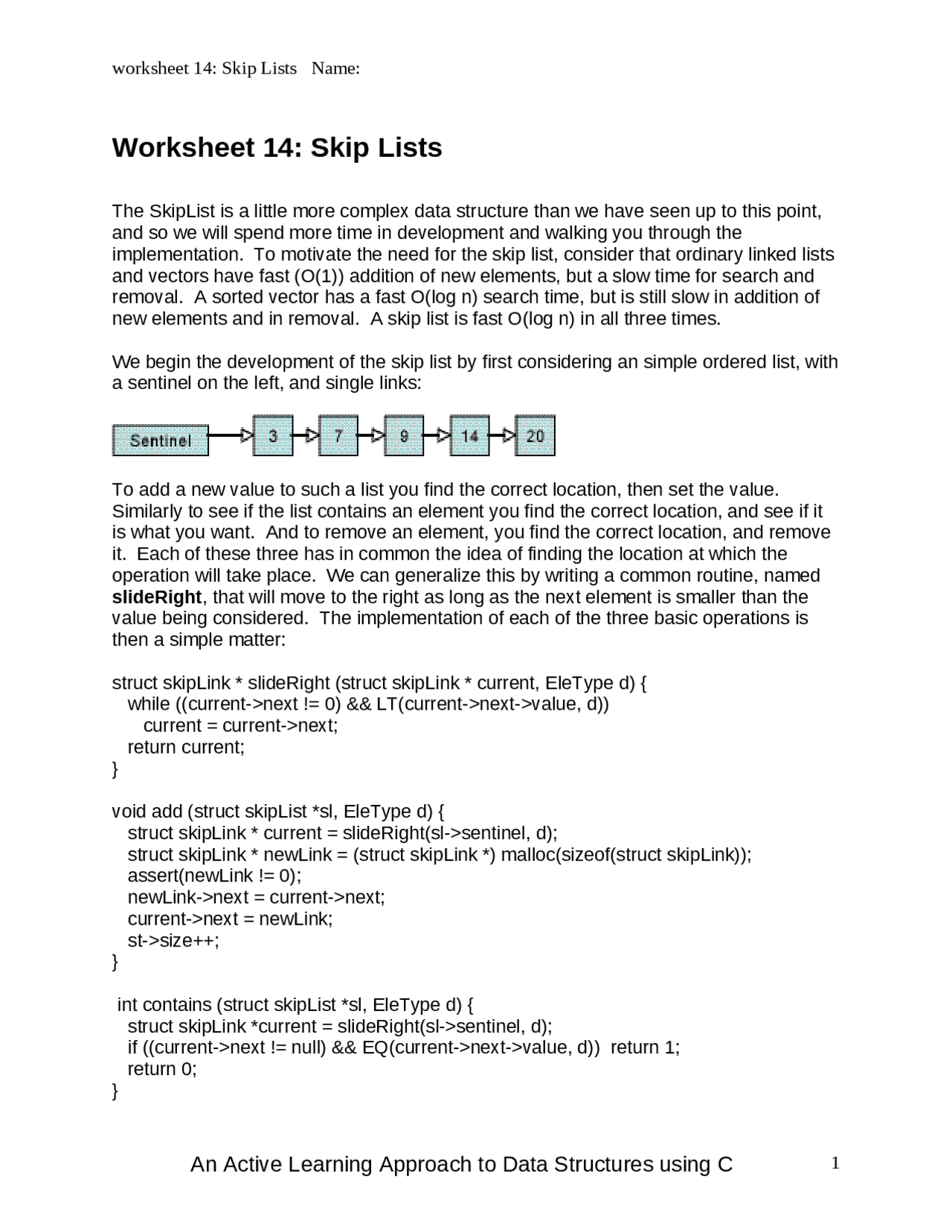 Worksheet 17: Skip List - Data Structures | CS 261 - Docsity