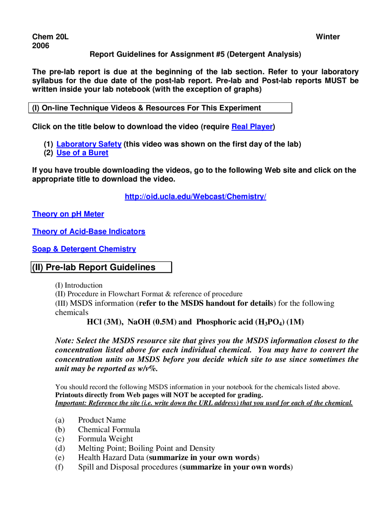 Homework 5 for Detergent Analysis General Chemistry Laboratory CHEM