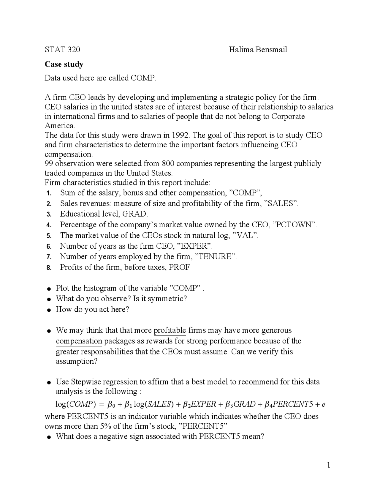 Data Used here are Called COMP - Regression Modeling - Case Study ...
