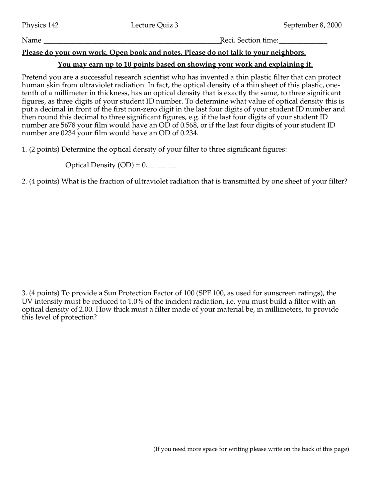 Quiz III Questions Unsolved - Elementary General Physics II | PHYS 142 ...