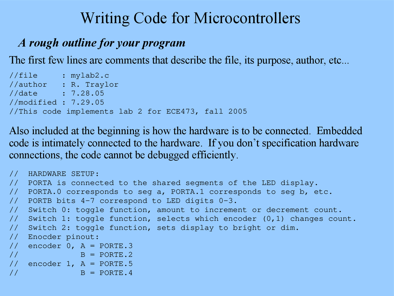 Writing Code for Microcontrollers - Microprocessor System Design | ECE ...