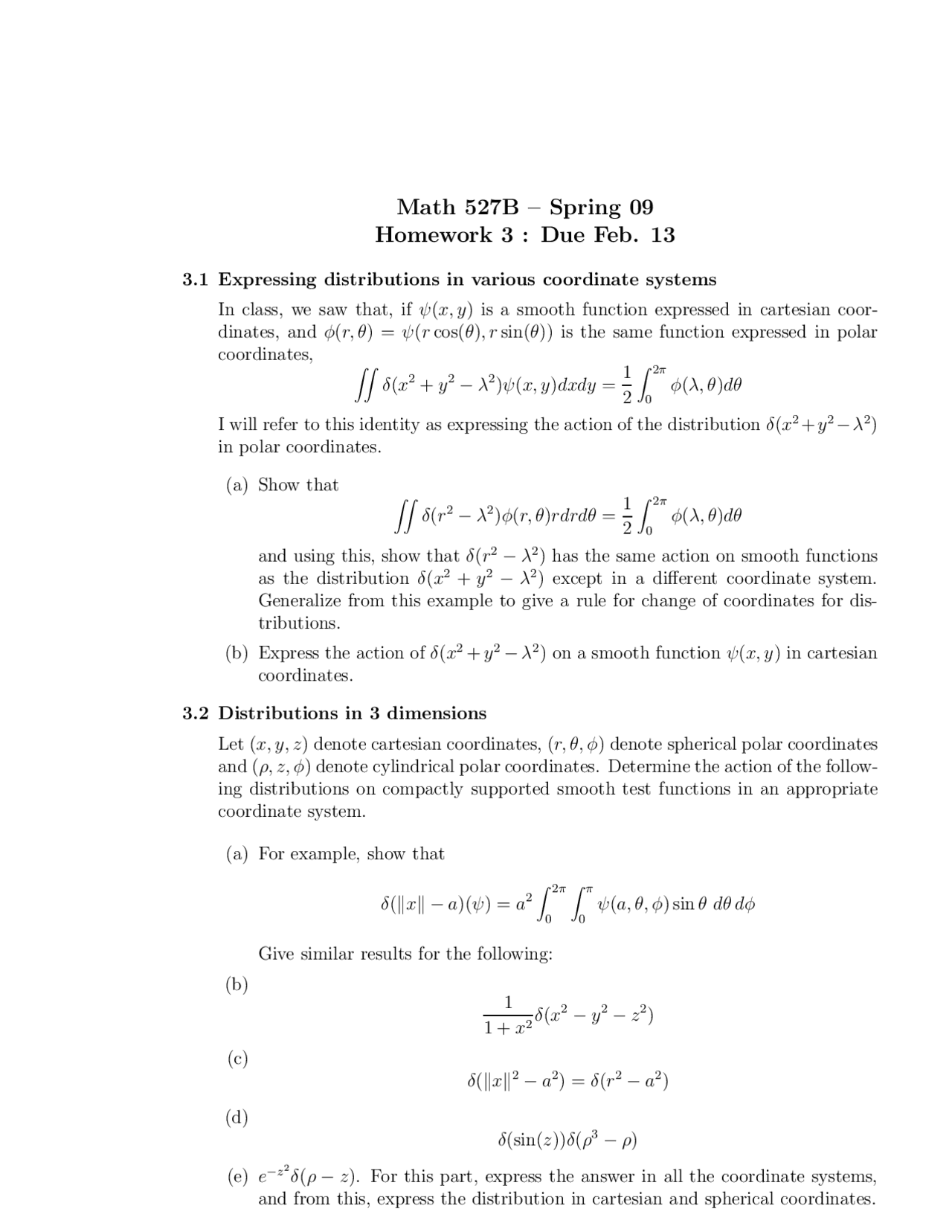 Principles of Analysis - Homework 3 | MATH 527A - Docsity