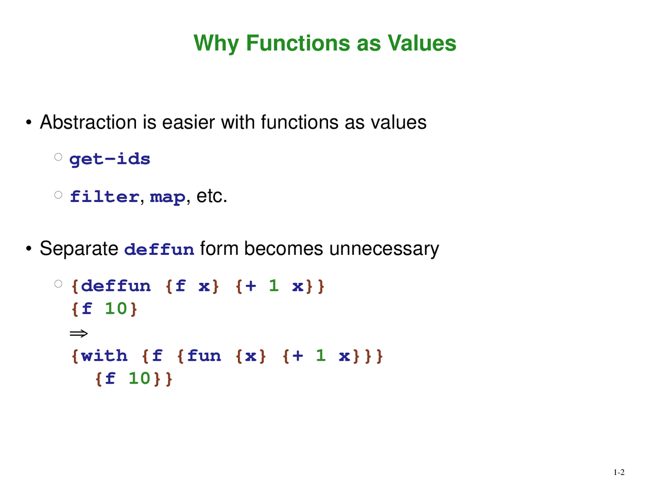 Programming Languages - Why Function as Values | CS 5510 - Docsity