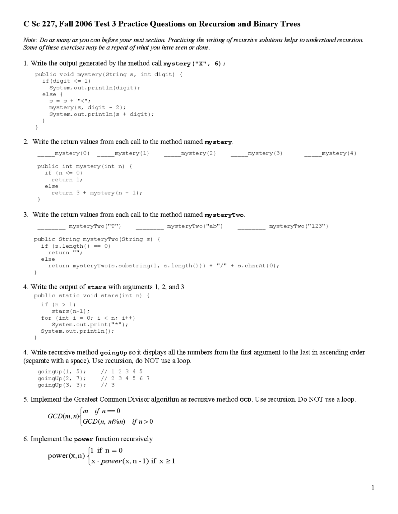 Program Design and Development - Test 3 Practice Questions | C SC 227 ...