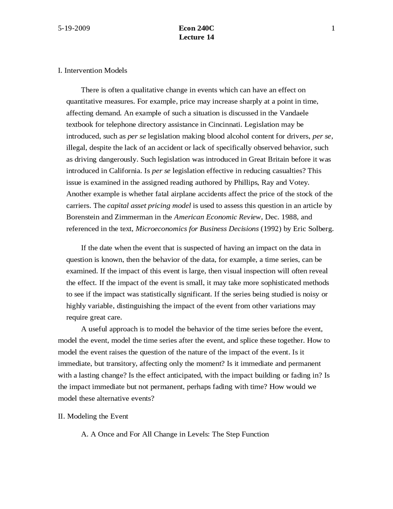 Modeling Intervention Impact on Time Series: Telephone Directory ...