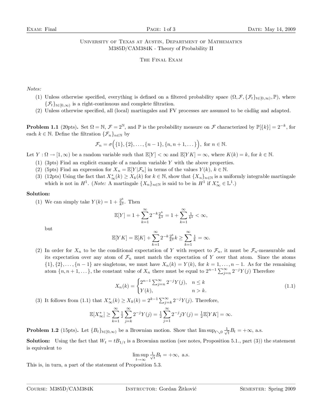 6 Problems with Solution | Theory of Probability - Final Exam | N 1 ...