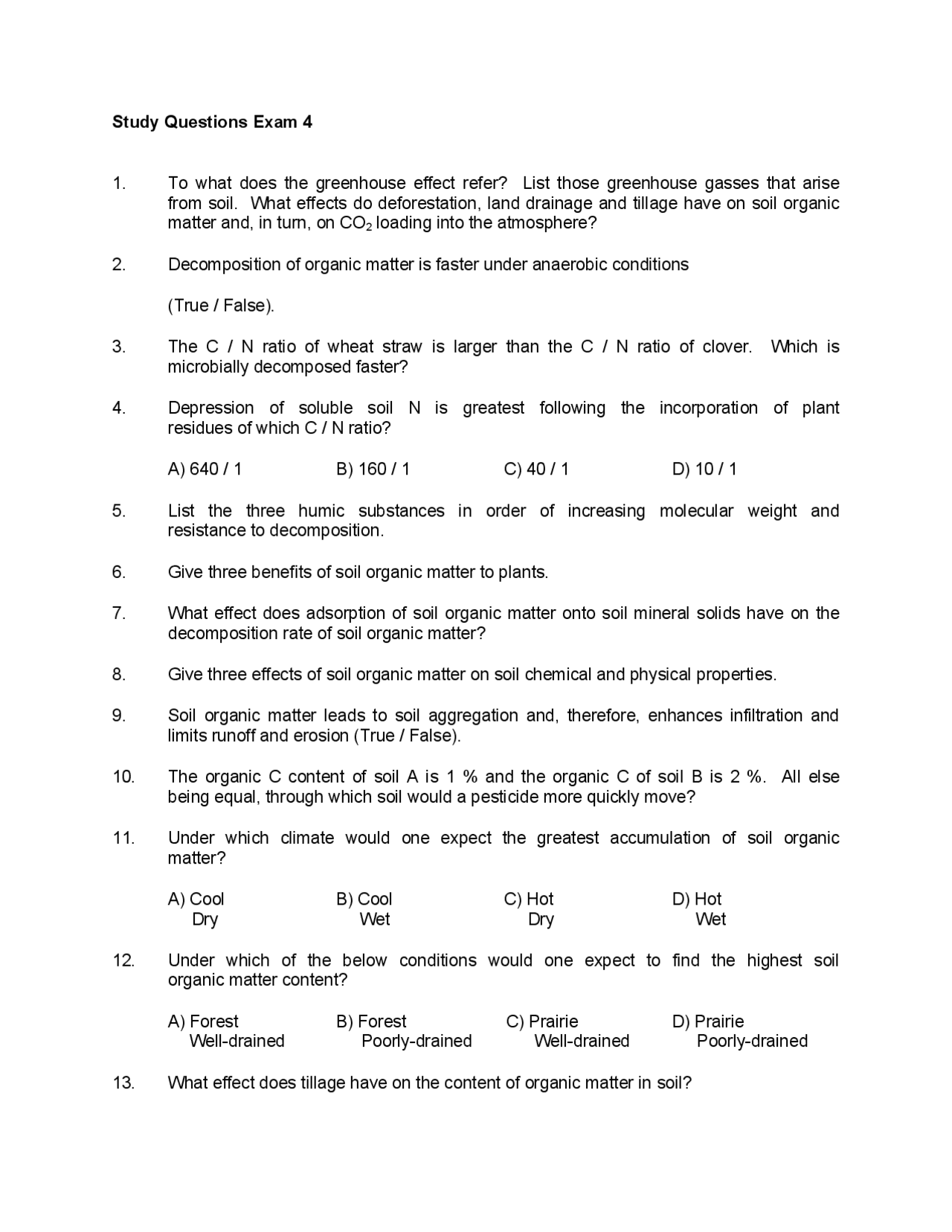 Soil Practical Test Questions Study Questions Exam 4 - Soil Science | AGRO 2051 - Docsity