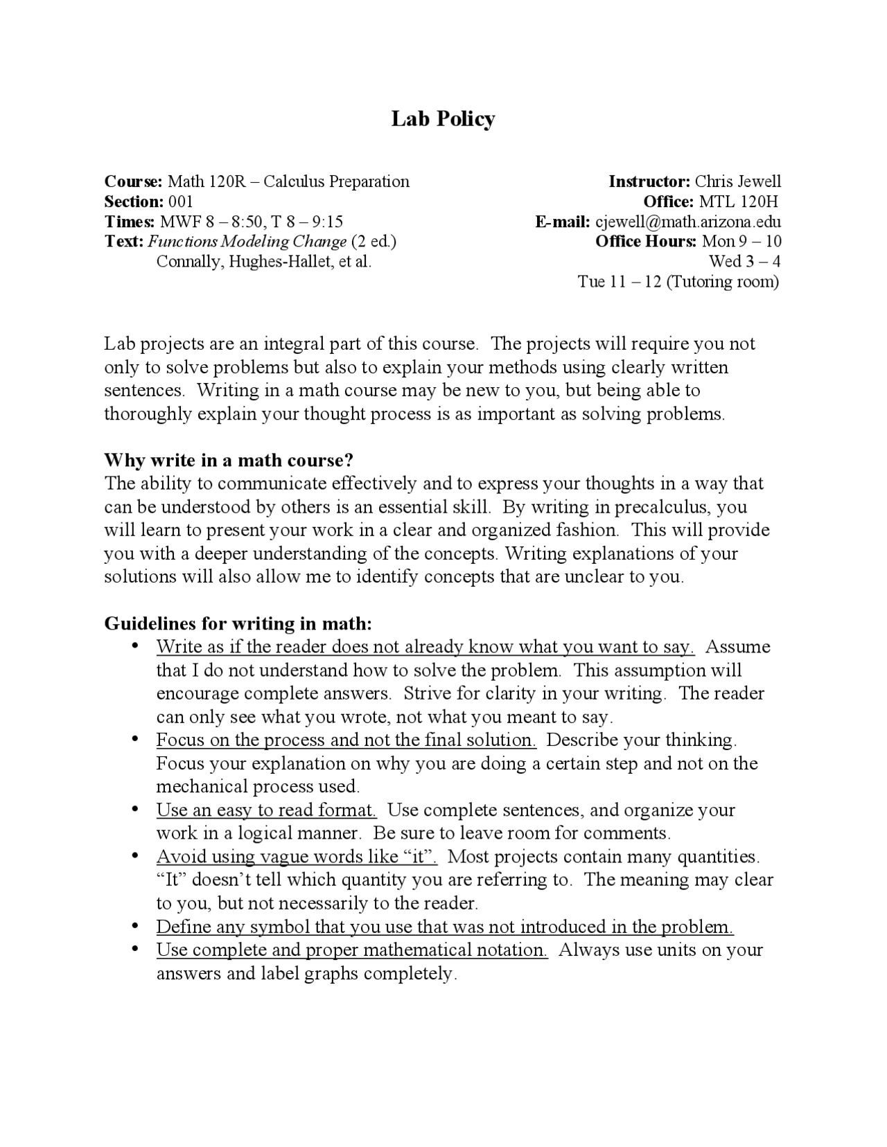 Lab Policy and Specific Lab Procedures - Calculus Preparation | MATH ...