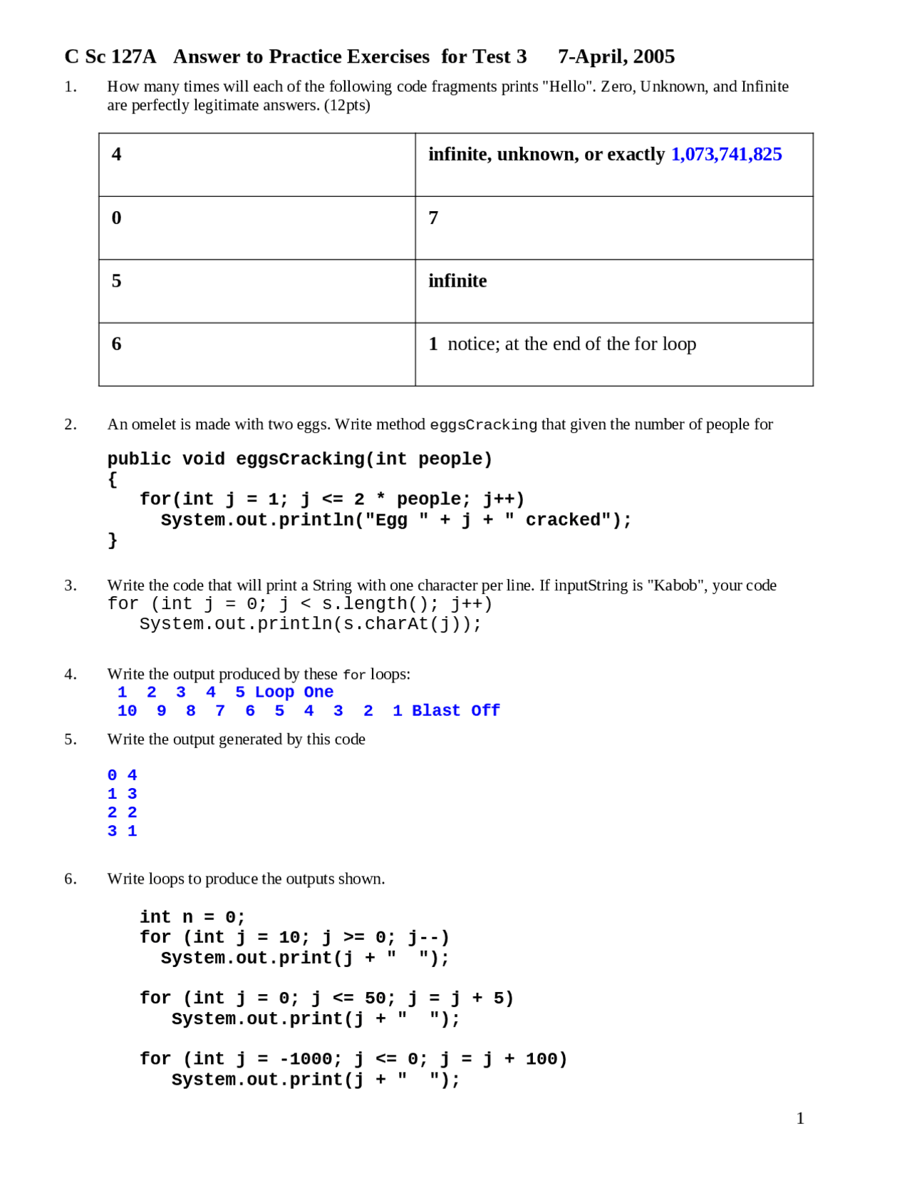 Introduction to Computer Science - Practice Exam 3 with Answers | C SC ...