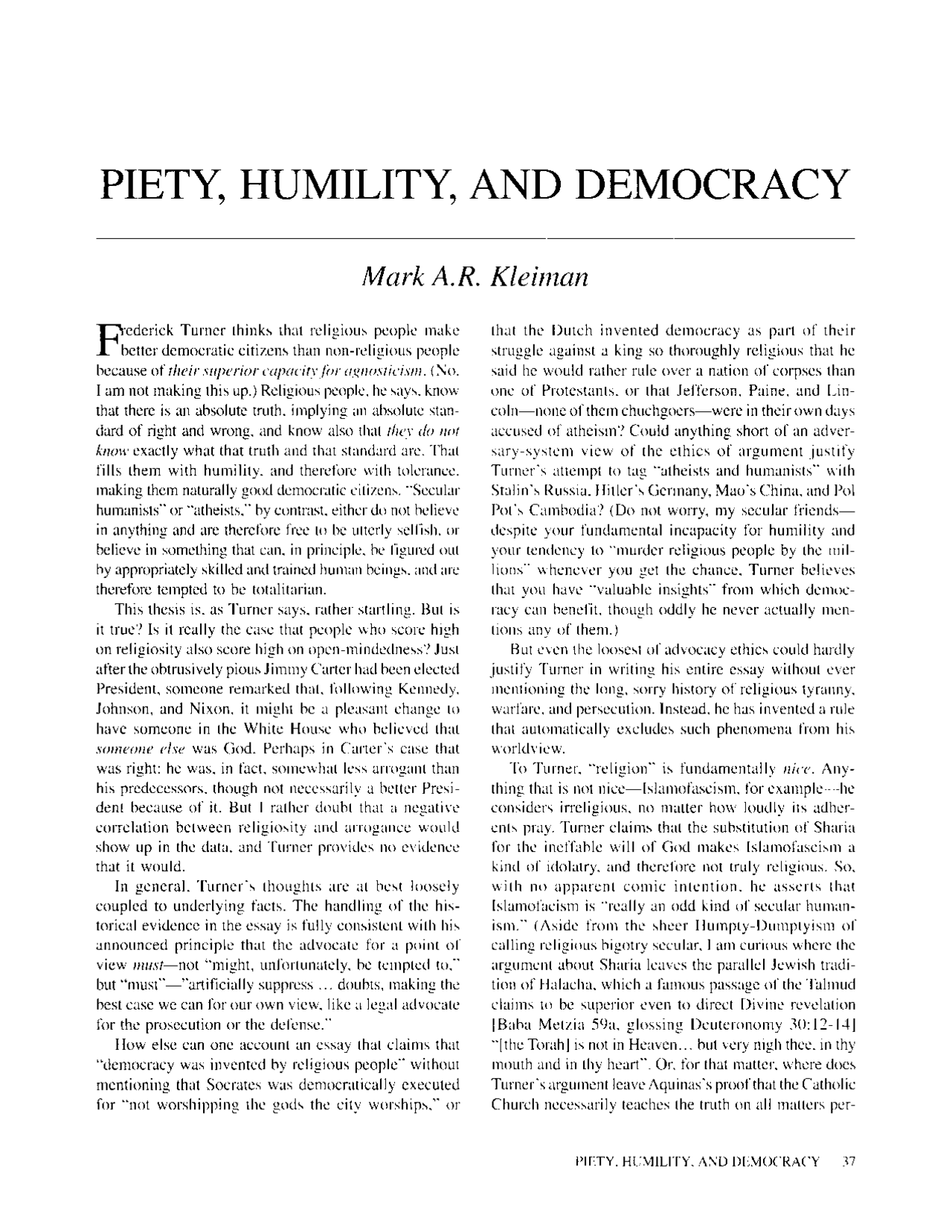 Piety, Humility and Democracy - Ancient Jewish History | JEWISH 0182A ...