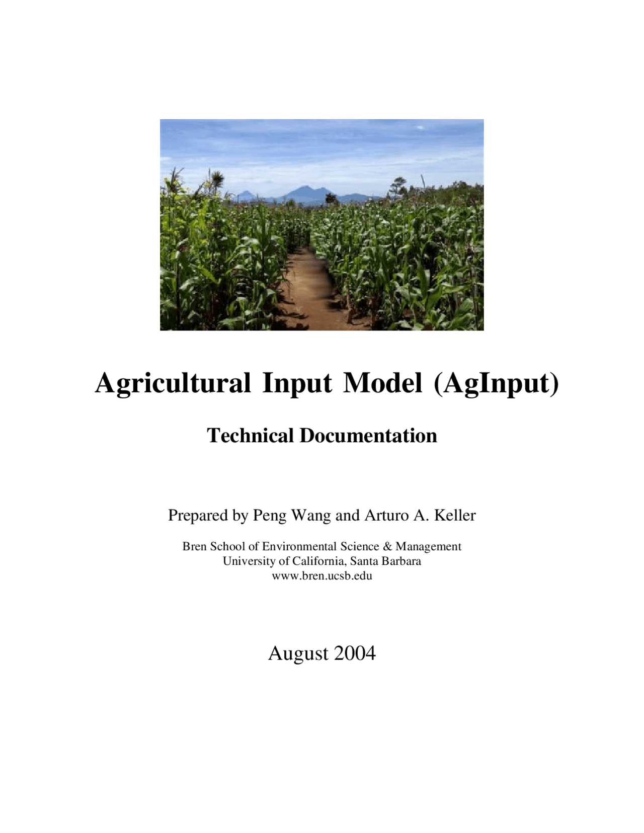 Agriculture Input Model (AgInput) - Technical Documentation | FR 4 ...