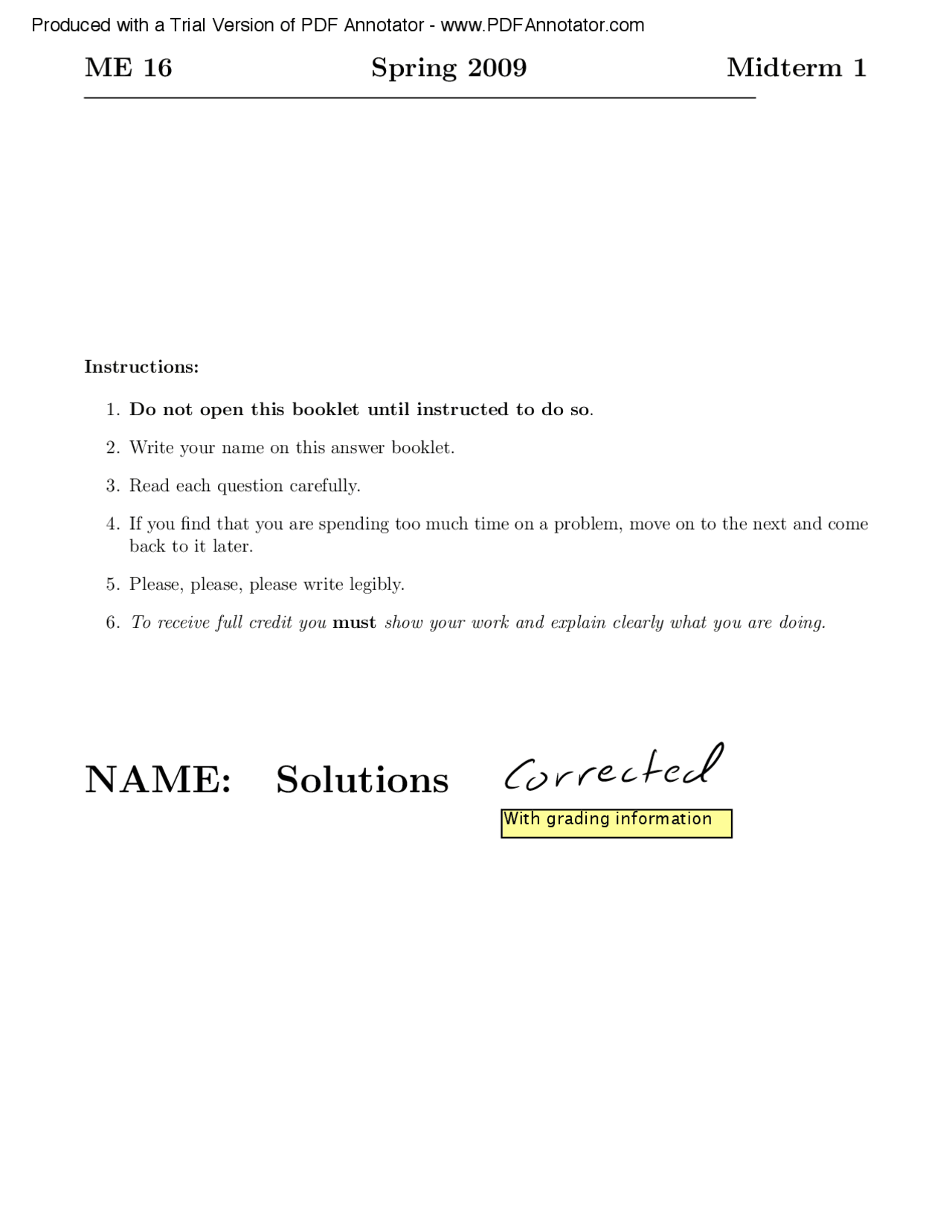 Midterm Exam 1 with Solutions - Engineering Mechanics: Dynamics | ME 16 ...