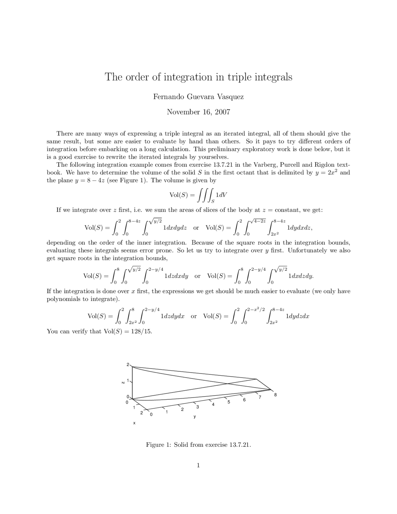 The Order of Integration in Triple Integrals - Lecture Notes | MATH ...