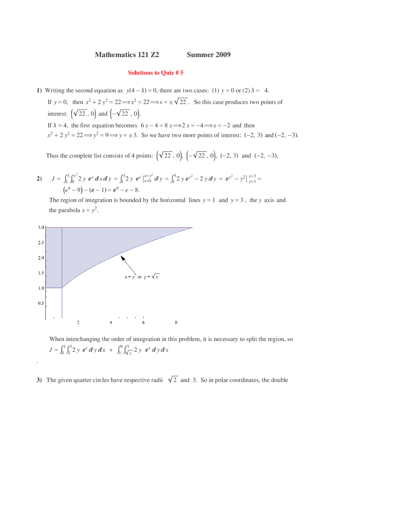 6 Questions With Solutions On Calculus Iii Quiz 5 Math 121 Docsity