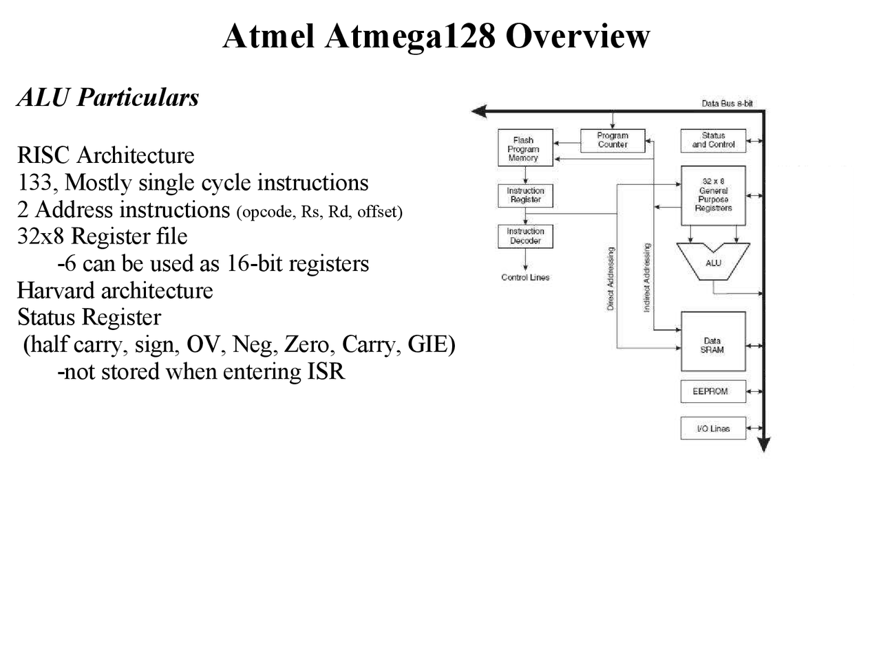 Atmel Atmega128 Overview - Microprocessor System Design | ECE 473 - Docsity