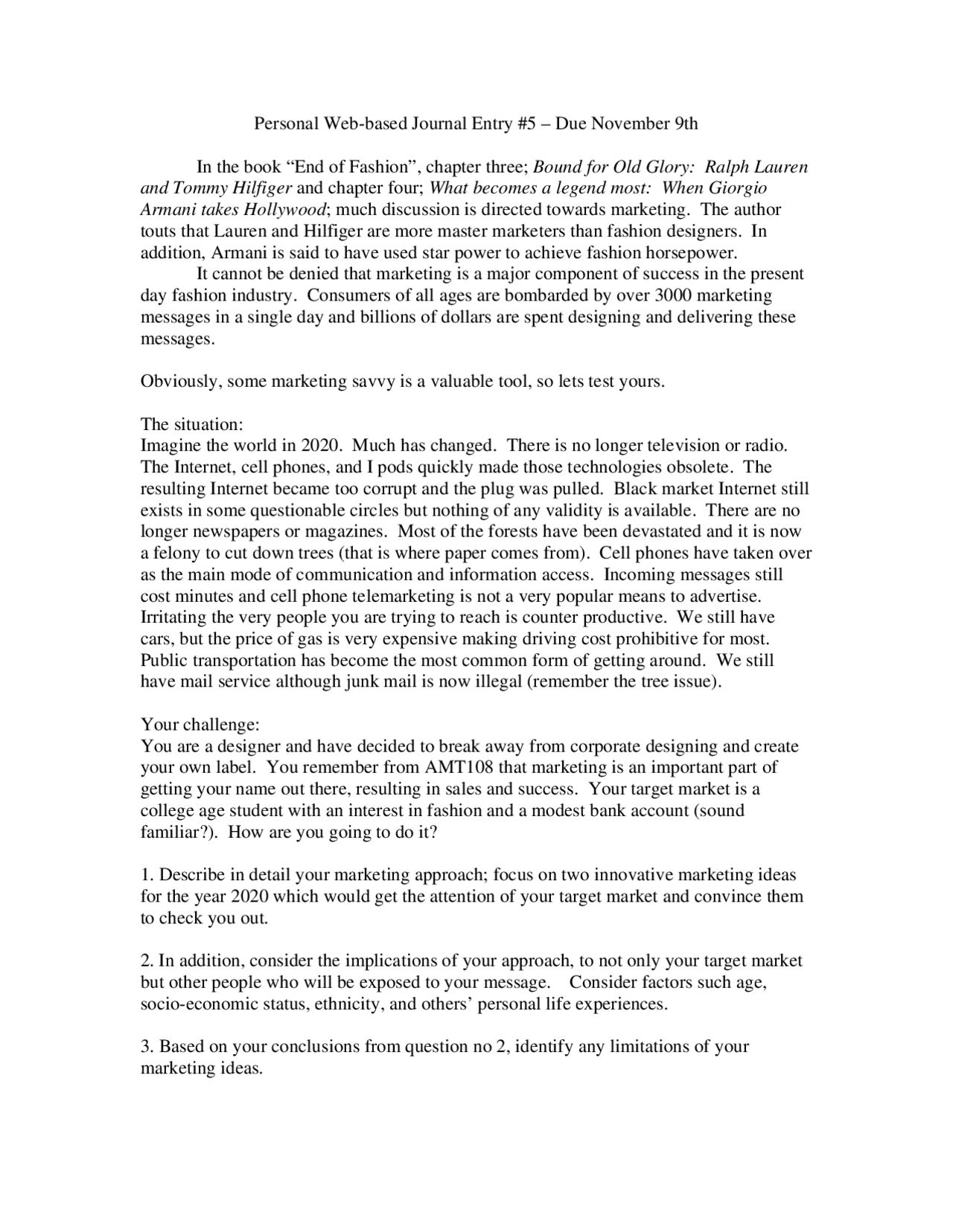 Introduction to Apparel, Merchandising, Design and Textiles AMT 108 Docsity