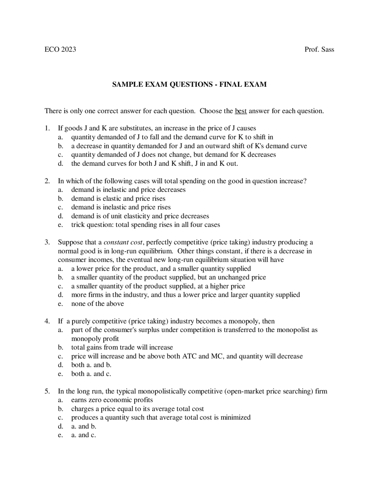 Sample Exam Questions On Principles Of Microeconomics Final Exam ECO sample-exam-questions-on-principles-of-microeconomics-final-exam-eco