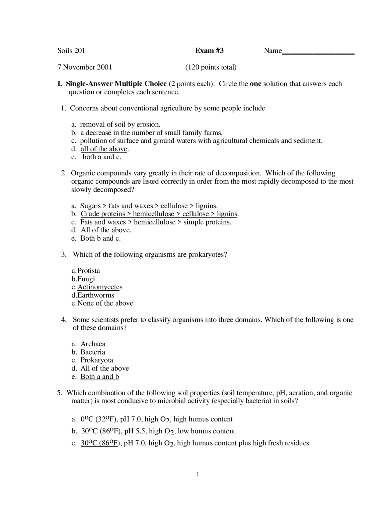 Soil A Living System Past Exam 3 with Solutions SoilS 201 Docsity