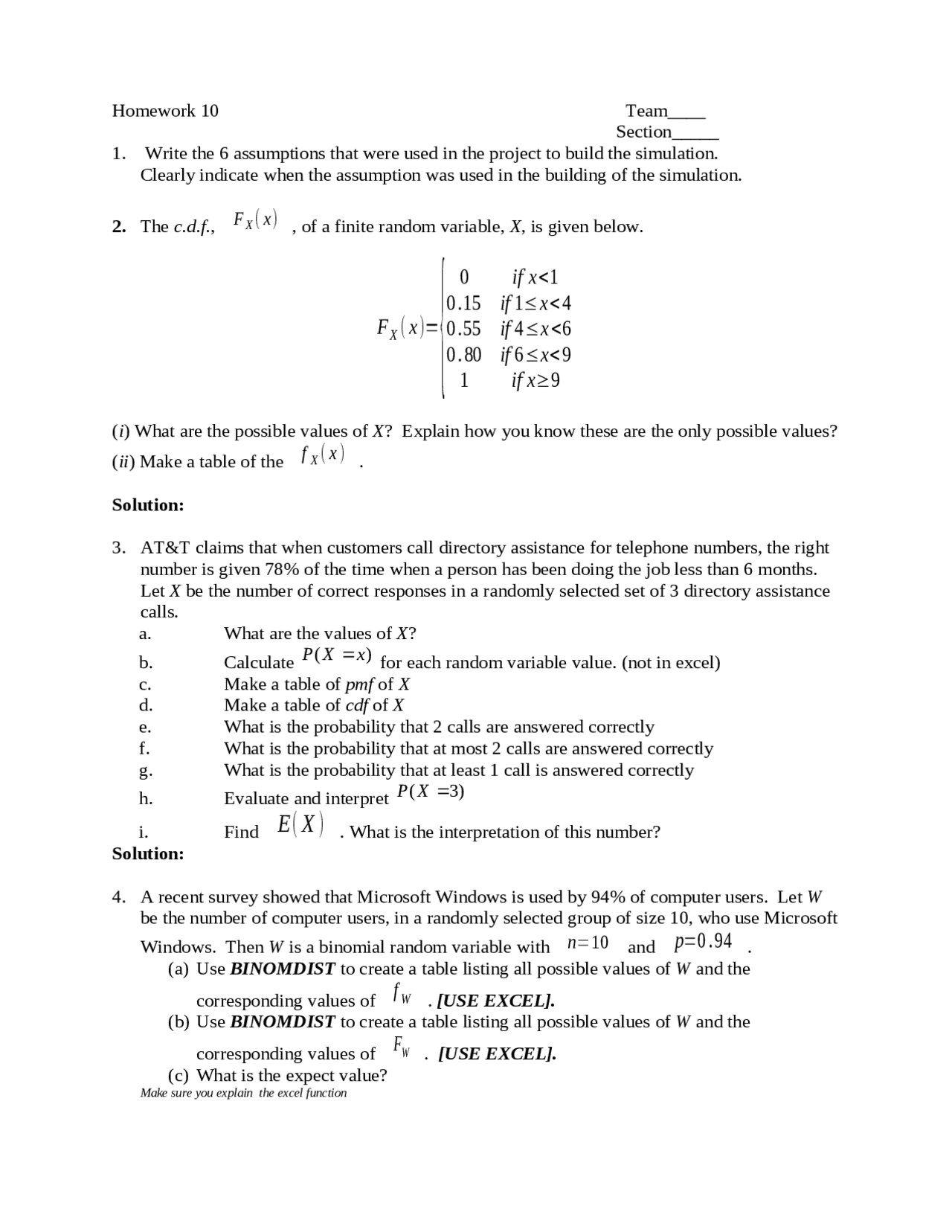 Homework 10 - 7 Questions on Business Mathematics I with Solution ...
