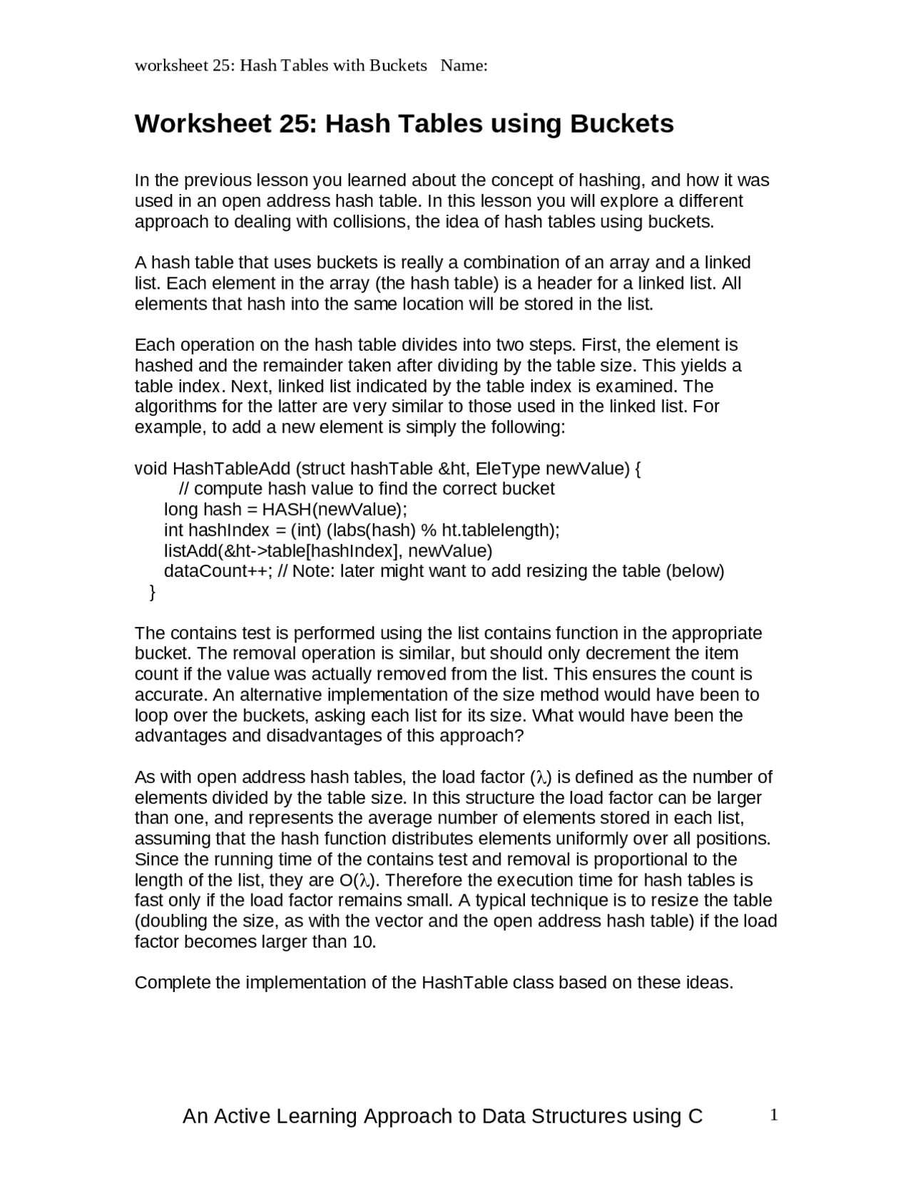 Lecture Notes on Hash Tables using Buckets - Data Structures | CS 261 ...