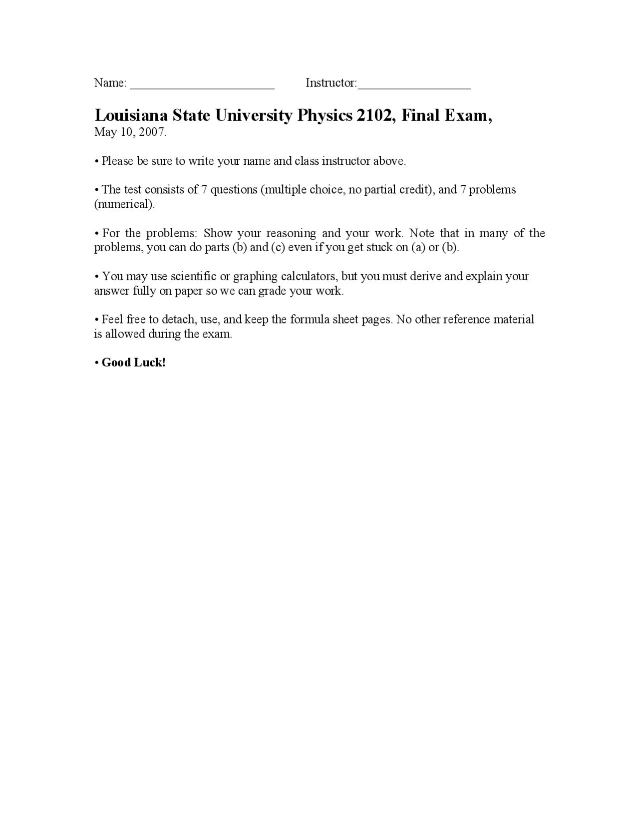 Final Exam with Resolution - General Physics for Technical Students ...