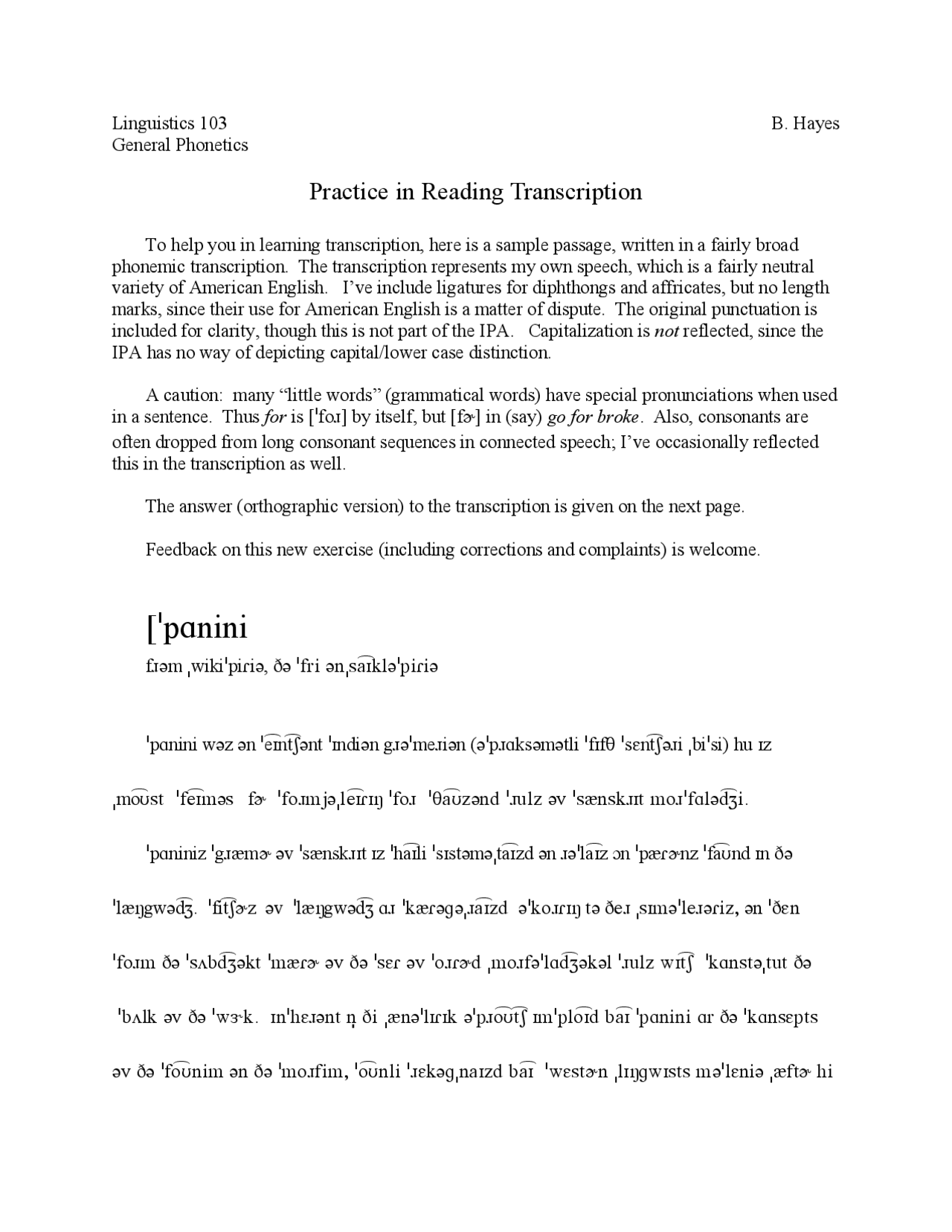 Practice in Reading Transcription - Introduction to General Phonetics ...