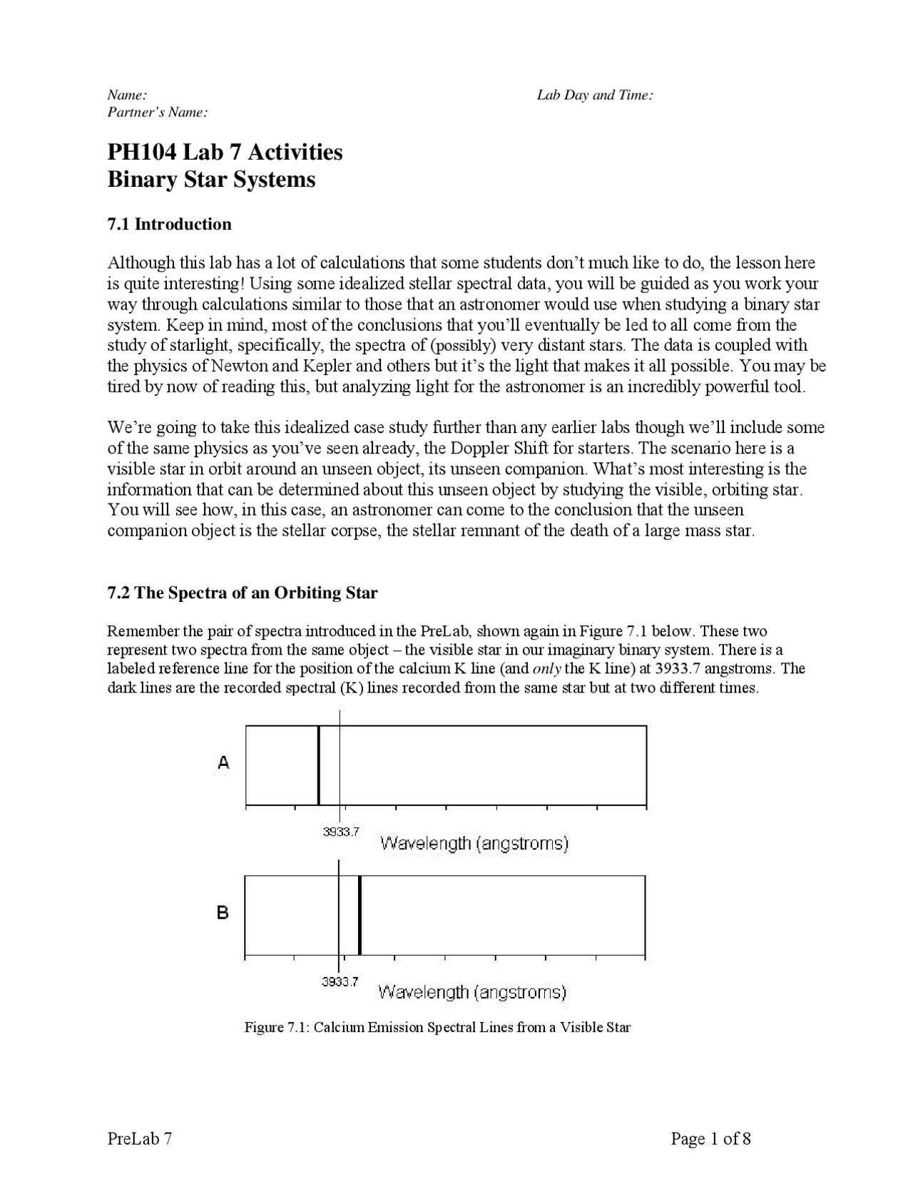 Binary Star Systems - Laboratory #7 Activities | PH 104 - Docsity