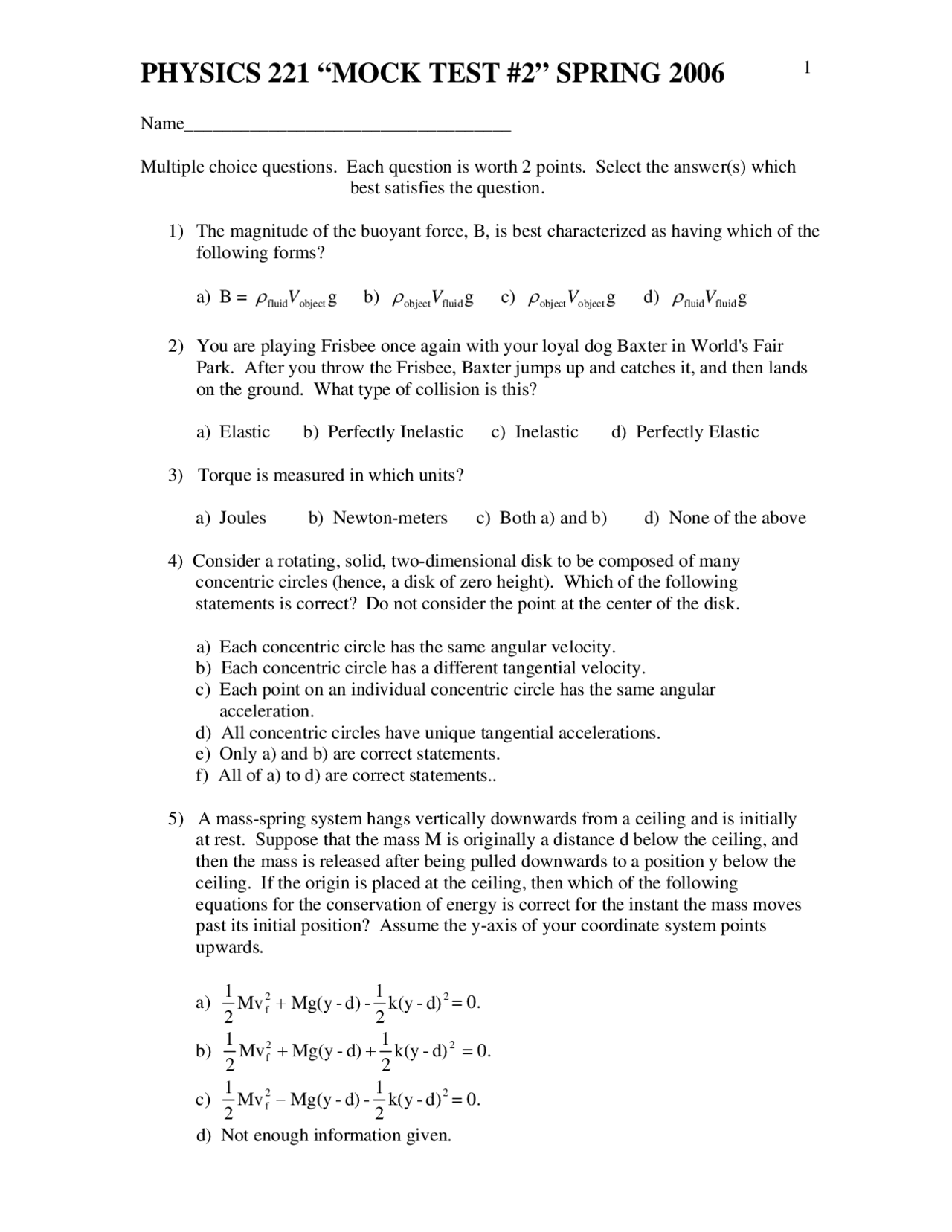 Questions on Elements of Physics - Practice Exam 2 | PHYS 222 - Docsity