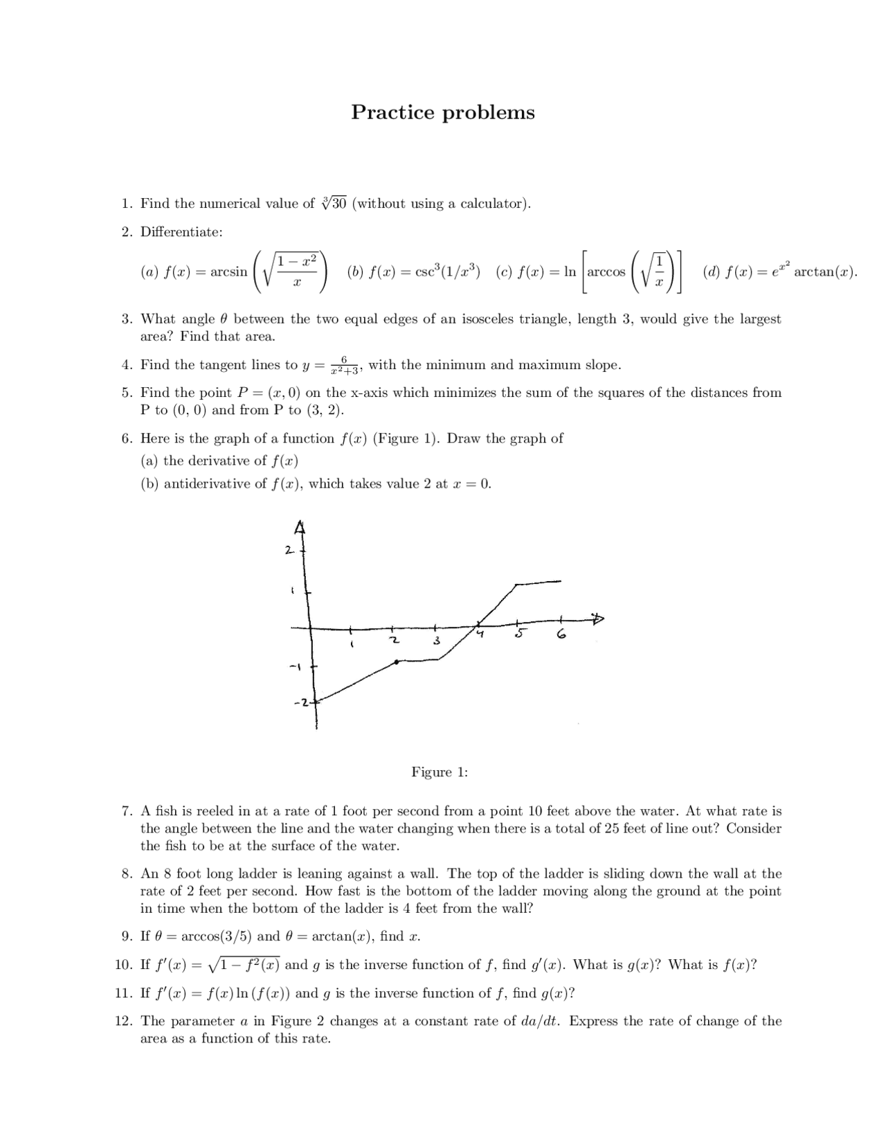 Differential and Integral Calculus Problems Practice for Exams | M 408C ...