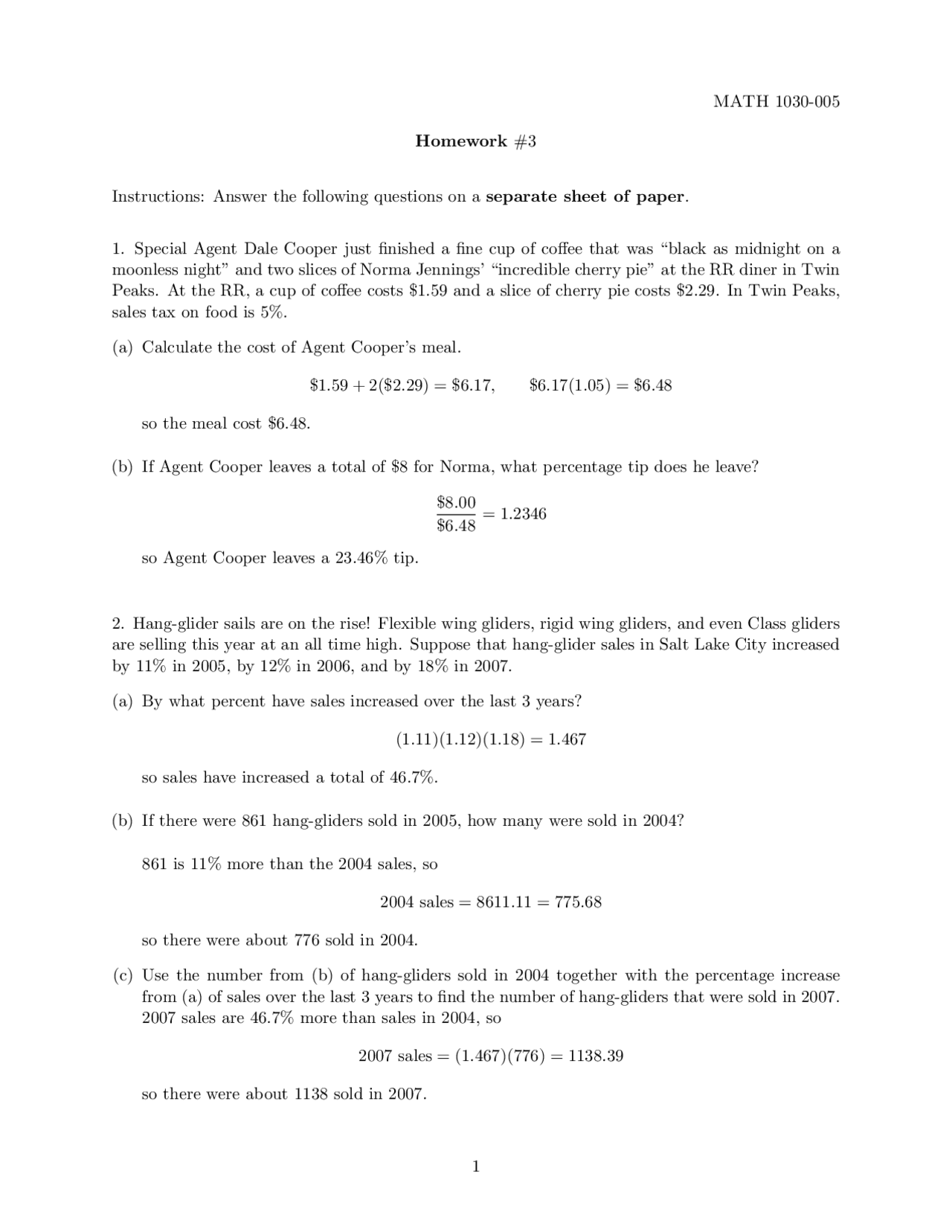 Problem Set 3 Solutions - Introduction to Quantitative Reasoning | MATH ...