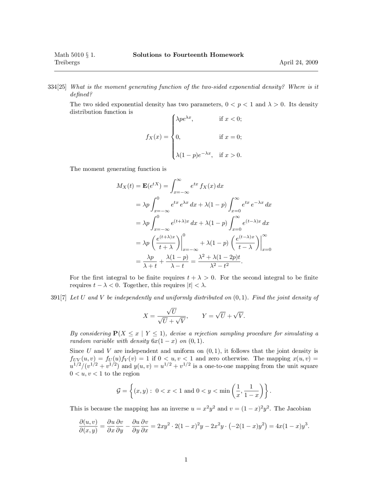 introduction to probability homework answers