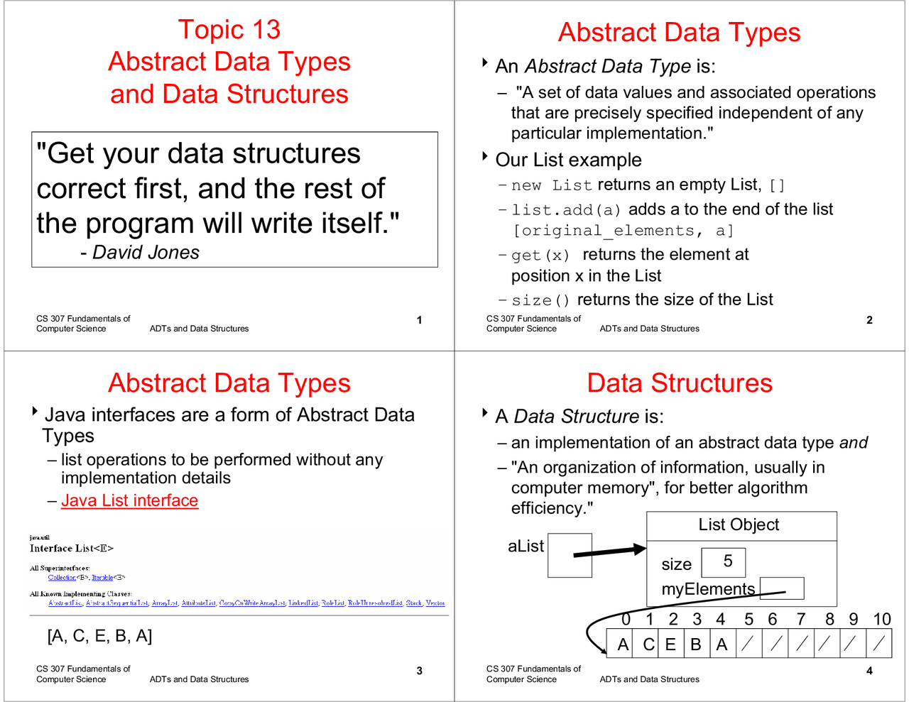 Abstract Data Types and Data Structures - Slides | C S 307 | Study ...