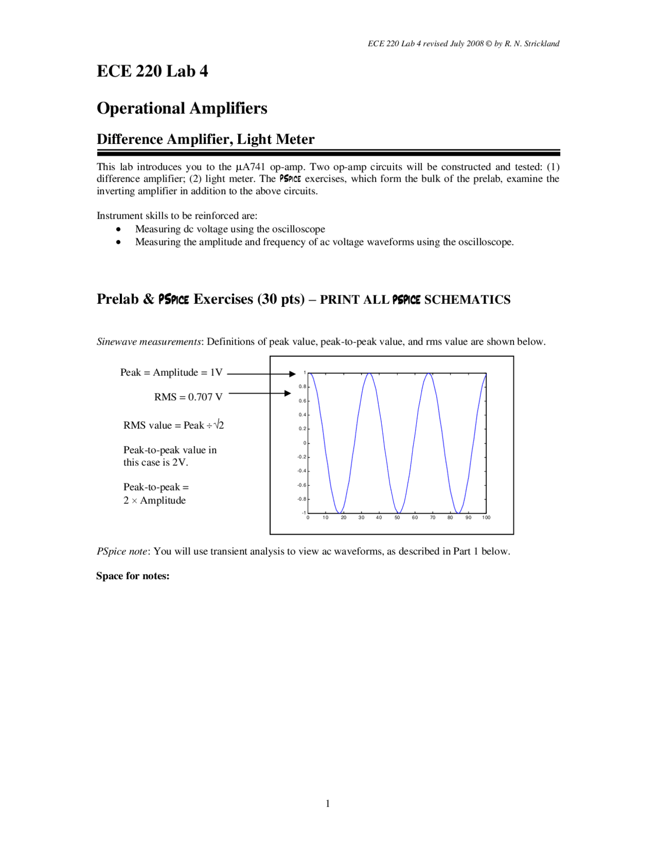 Difference Amplifier, Light Meter Operational Amplifiers Lab 4