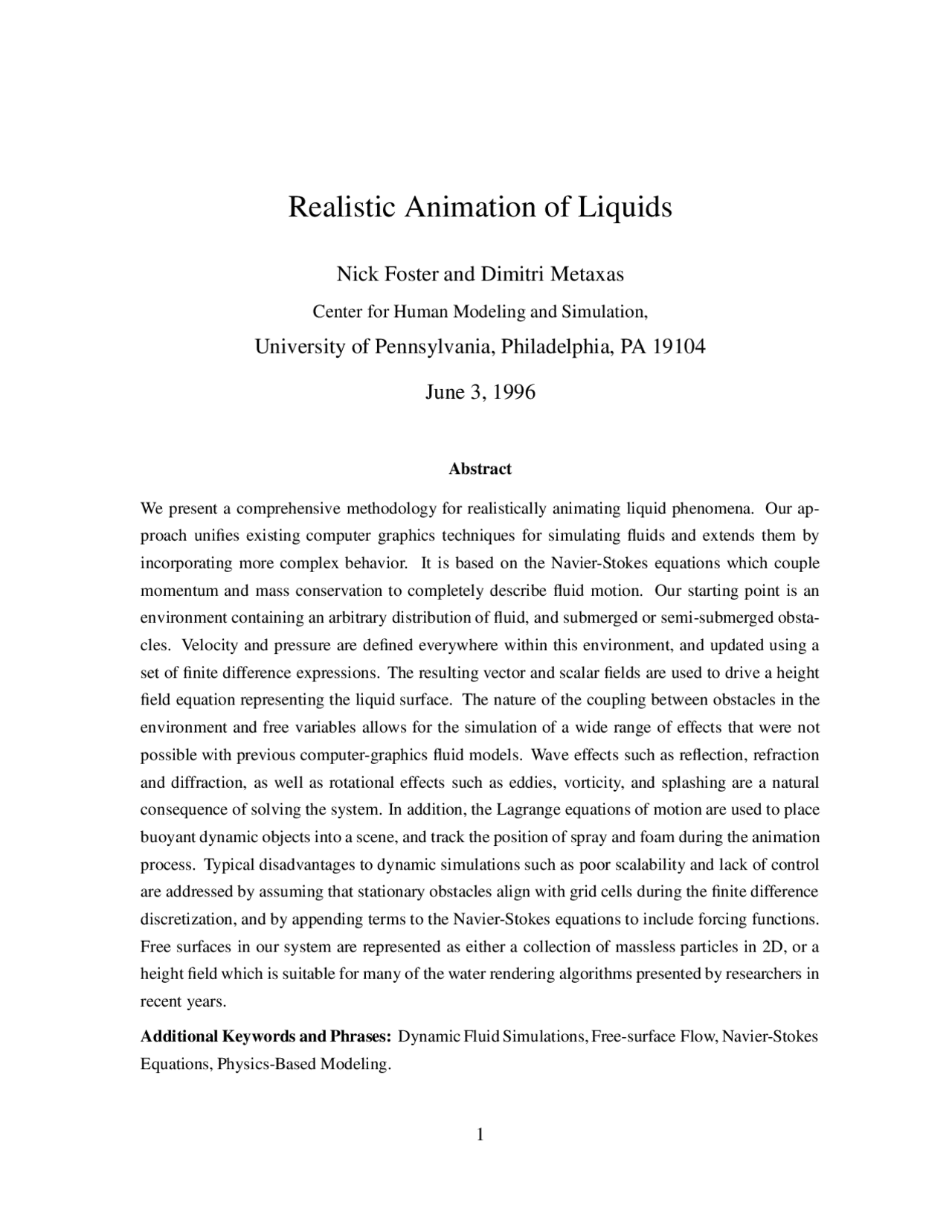 Research Paper Animation Look Realistic Animation of Liquids - Research Paper | CS 6967 - Docsity